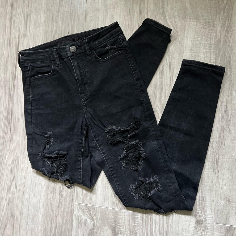 American Eagle Super Stretch Curvy High Rise Jegging - Black Size 4